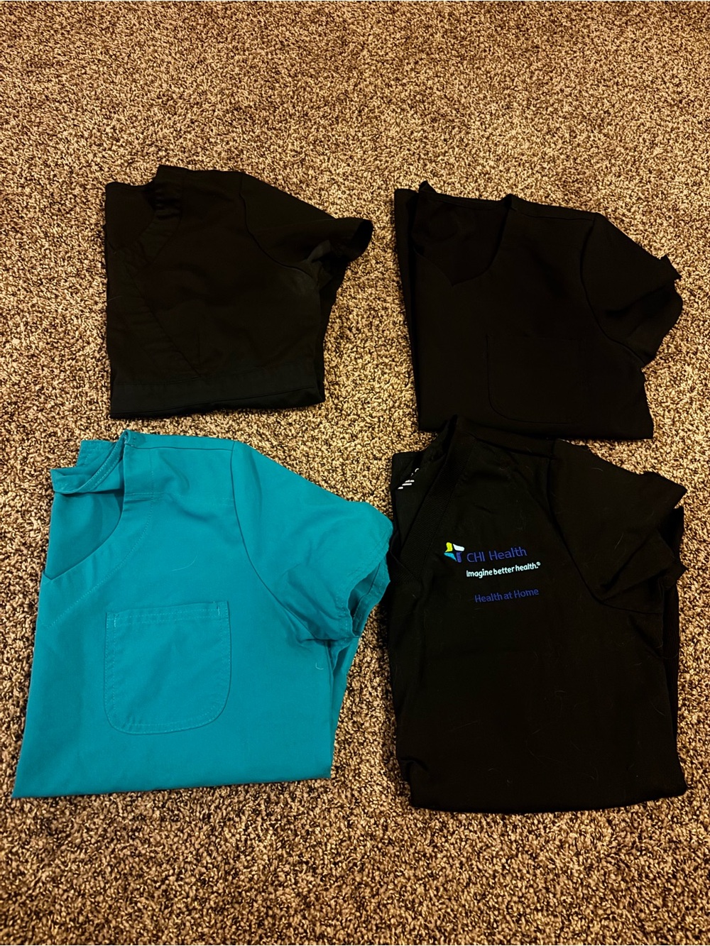 Teal & Black Scrub Tops - Pack